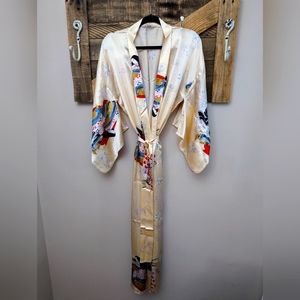 NEW SET - Japanese 100%Silk Kimono, Tabi socks, wooden fan and hair sticks